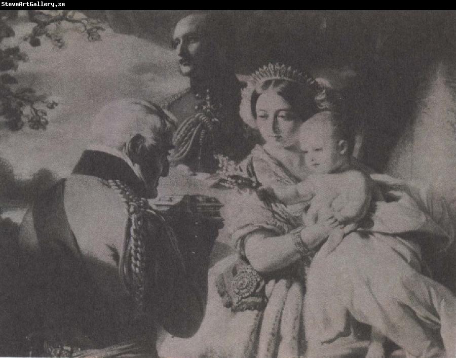 unknow artist drottning victoria och prins albert med sitt barn prins arthur 1851